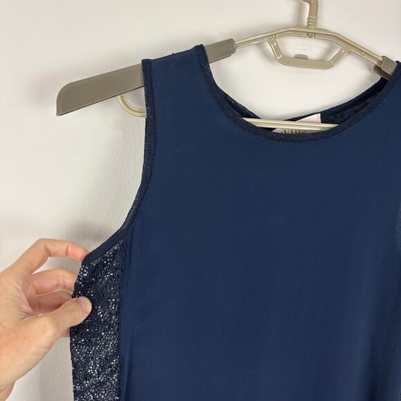 VDP Via Delle Perle NEW Blue Sleeveless Blouse Tank Top IT 42 Linen Silk Blend - Picture 3 of 11